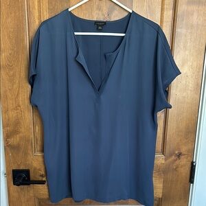 Ann Taylor Blue Relaxed V-Neck Blouse